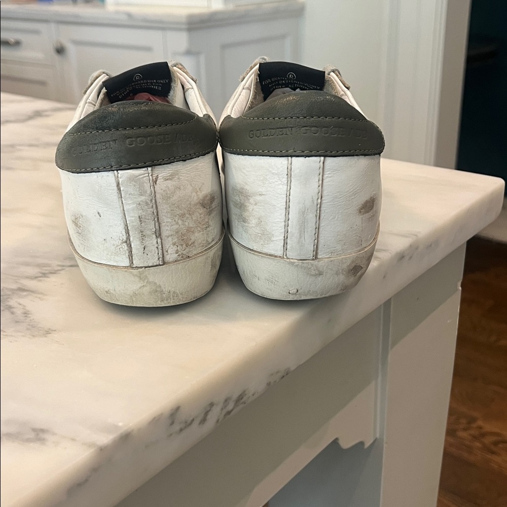 Golden Goose White Sneakers with Silver Glitter Star - Picture 4 of 7
